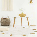 Tapis Rond Ø90cm 100% Blanc avec Pompons Beige