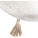 Tapis Rond Ø90cm 100% Blanc avec Pompons Beige