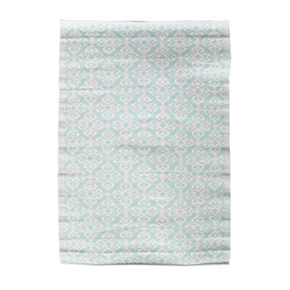 Tapis 120x180cm Intérieur/Extérieur Motif Ornemental Turquoise et Blanc