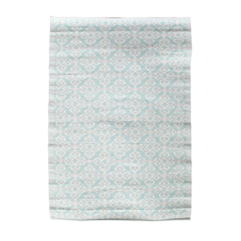 Tapis 120x180cm Intérieur/Extérieur Motif Ornemental Turquoise et Blanc Tapis 120x180cm Intérieur/Extérieur Motif Ornemental Turquoise et Blanc
