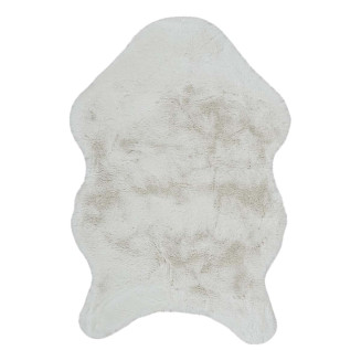 Tapis Forme Peau de Bête 60x90cm Imitation Fourrure Fine Blanc Crème