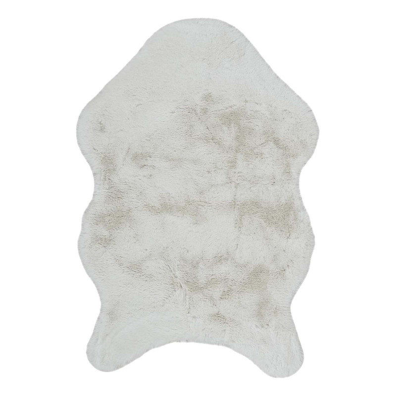 Tapis Forme Peau de Bête 60x90cm Imitation Fourrure Fine Blanc Crème Tapis Forme Peau de Bête 60x90cm Imitation Fourrure Fine Blanc Crème