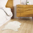 Tapis Forme Peau de Bête 60x90cm Imitation Fourrure Fine Blanc Crème