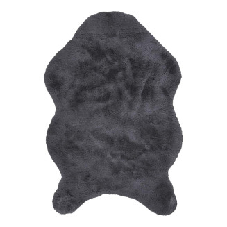 Tapis Forme Peau de Bête 60x90cm Imitation Fourrure Fine Gris Anthracite