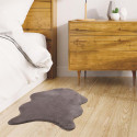 Tapis Forme Peau de Bête 60x90cm Imitation Fourrure Fine Gris Anthracite