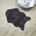 Tapis Forme Peau de Bête 60x90cm Imitation Fourrure Fine Gris Anthracite