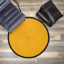 Tapis Rond Ø120cm Style Rétro Coton Jaune Moutarde et Bord Noir