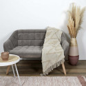 Plaid Jeté Ethnique Tufté 125x150cm Beige Formes Losanges