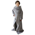 Plaid à Manches Ultra Doux pour Enfant 40x100cm Gris