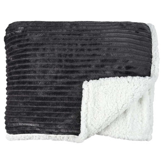 Plaid Flanelle Côtelé 180x220cm Gris Anthracite et Sherpa
