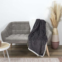 Plaid Flanelle Côtelé 180x220cm Gris Anthracite et Sherpa