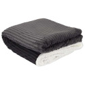 Plaid Flanelle Côtelé 180x220cm Gris Anthracite et Sherpa