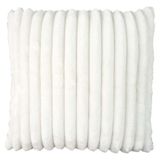 Coussin Ultra Doux Flanelle Côtelé 40x40cm Blanc Déhoussable