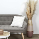 Coussin Ultra Doux Flanelle Côtelé 40x40cm Blanc Déhoussable