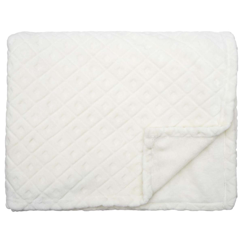 Plaid Polaire 140x200cm Crème Motifs Embossés Plaid Polaire 140x200cm Crème Motifs Embossés