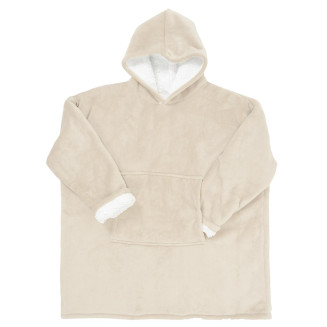 Sweat à Capuche Plaid Ultra Doux Beige Intérieur Sherpa