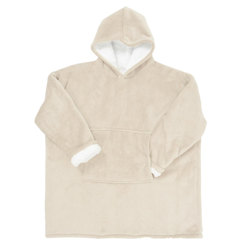 Sweat à Capuche Plaid Ultra Doux Beige Intérieur Sherpa