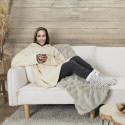 Sweat à Capuche Plaid Ultra Doux Beige Intérieur Sherpa