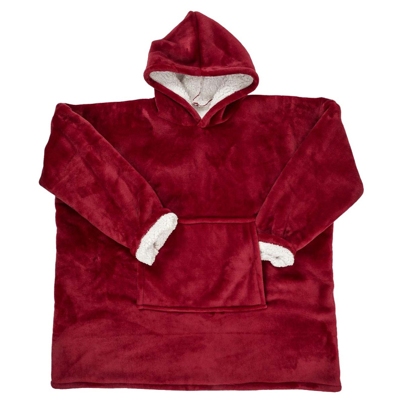 Sweat à Capuche Plaid Ultra Doux Rouge Intérieur Sherpa