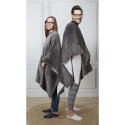 Poncho Plaid Long Ultra Doux Gris Anthracite Intérieur Sherpa