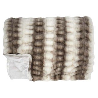 Plaid Ultra Doux 140x200cm Imitation Fourrure Texturée Marron et Crème