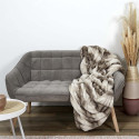 Plaid Ultra Doux 140x200cm Imitation Fourrure Texturée Marron et Crème