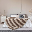 Plaid Ultra Doux 140x200cm Imitation Fourrure Texturée Marron et Crème