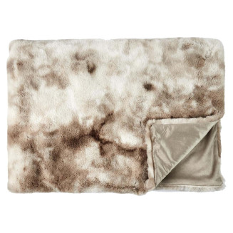 Plaid Ultra Doux 140x200cm Imitation Fourrure Ombrée Coloris Marron et Blanc