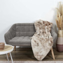 Plaid Ultra Doux 140x200cm Imitation Fourrure Ombrée Coloris Marron et Blanc