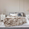 Plaid Ultra Doux 140x200cm Imitation Fourrure Ombrée Coloris Marron et Blanc