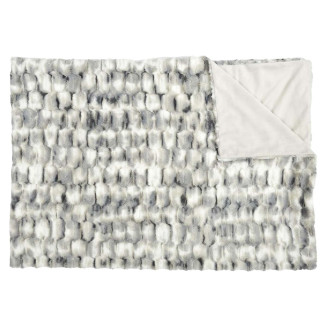 Plaid Ultra Doux 140x200cm Imitation Fourrure Texturée Ombrée Coloris Gris et Blanc