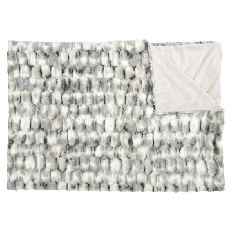 Plaid Ultra Doux 140x200cm Imitation Fourrure Texturée Ombrée Coloris Gris et Blanc Plaid Ultra Doux 140x200cm Imitation Fourrure Texturée Ombrée Coloris Gris et Blanc