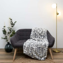 Plaid Ultra Doux 140x200cm Imitation Fourrure Texturée Ombrée Coloris Gris et Blanc