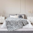 Plaid Ultra Doux 140x200cm Imitation Fourrure Texturée Ombrée Coloris Gris et Blanc