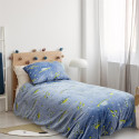 Parure de Lit Phosphorescente 140x200cm Bleue Motifs Spaciaux