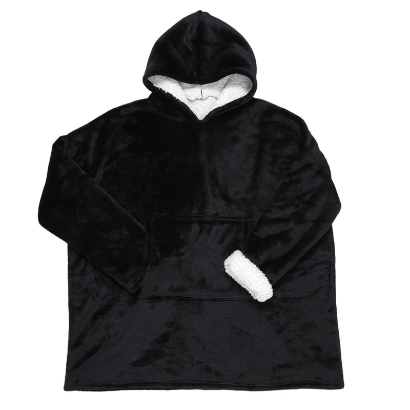 Sweat à Capuche Plaid Ultra Doux Noir Intérieur Sherpa