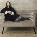 Sweat à Capuche Plaid Ultra Doux Noir Intérieur Sherpa