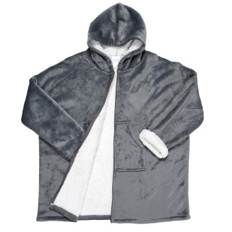 Veste Sweat à Capuche Plaid Zippé Ultra Doux Gris Intérieur Sherpa