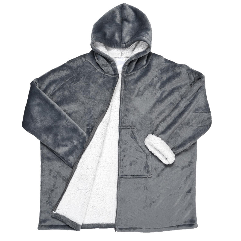 Veste Sweat à Capuche Plaid Zippé Ultra Doux Gris Intérieur Sherpa Veste Sweat à Capuche Plaid Zippé Ultra Doux Gris Intérieur Sherpa