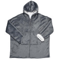 Veste Sweat à Capuche Plaid Zippé Ultra Doux Gris Intérieur Sherpa