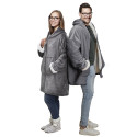 Veste Sweat à Capuche Plaid Zippé Ultra Doux Gris Intérieur Sherpa