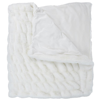 Plaid Ultra Doux 140x200cm Imitation Fourrure Texturée Blanc