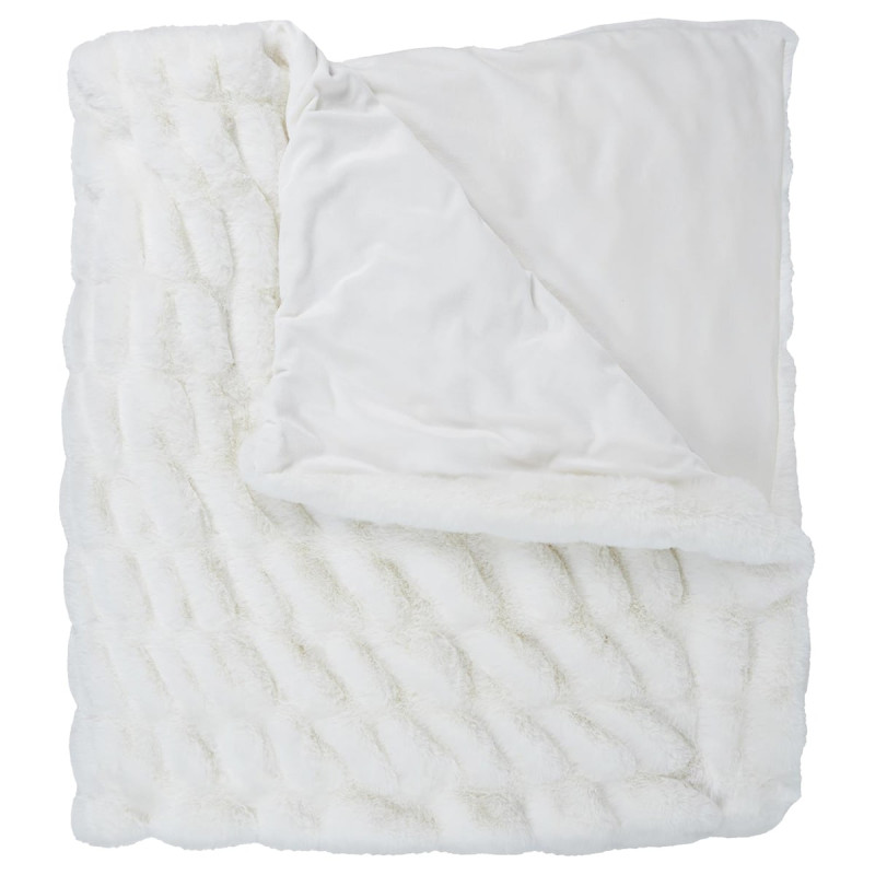 Plaid Ultra Doux 140x200cm Imitation Fourrure Texturée Blanc Plaid Ultra Doux 140x200cm Imitation Fourrure Texturée Blanc