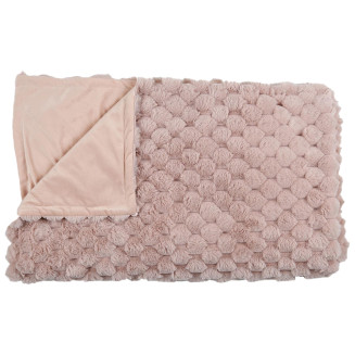 Plaid Ultra Doux 120x150cm Imitation Fourrure Nid d'Abeille Rose