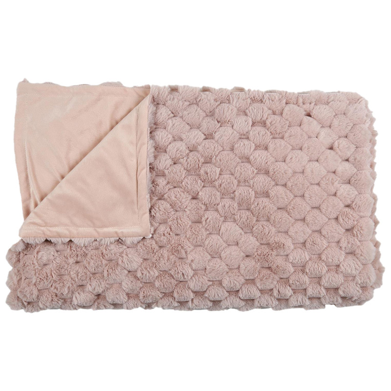 Plaid Ultra Doux 120x150cm Imitation Fourrure Nid d'Abeille Rose Plaid Ultra Doux 120x150cm Imitation Fourrure Nid d'Abeille Rose