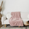 Plaid Ultra Doux 120x150cm Imitation Fourrure Nid d'Abeille Rose