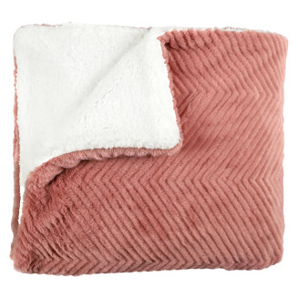 Plaid Ultra Doux 140x200cm Imitation Fourrure Texturée Rose et Sherpa