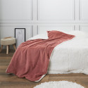 Plaid Ultra Doux 140x200cm Imitation Fourrure Texturée Rose et Sherpa