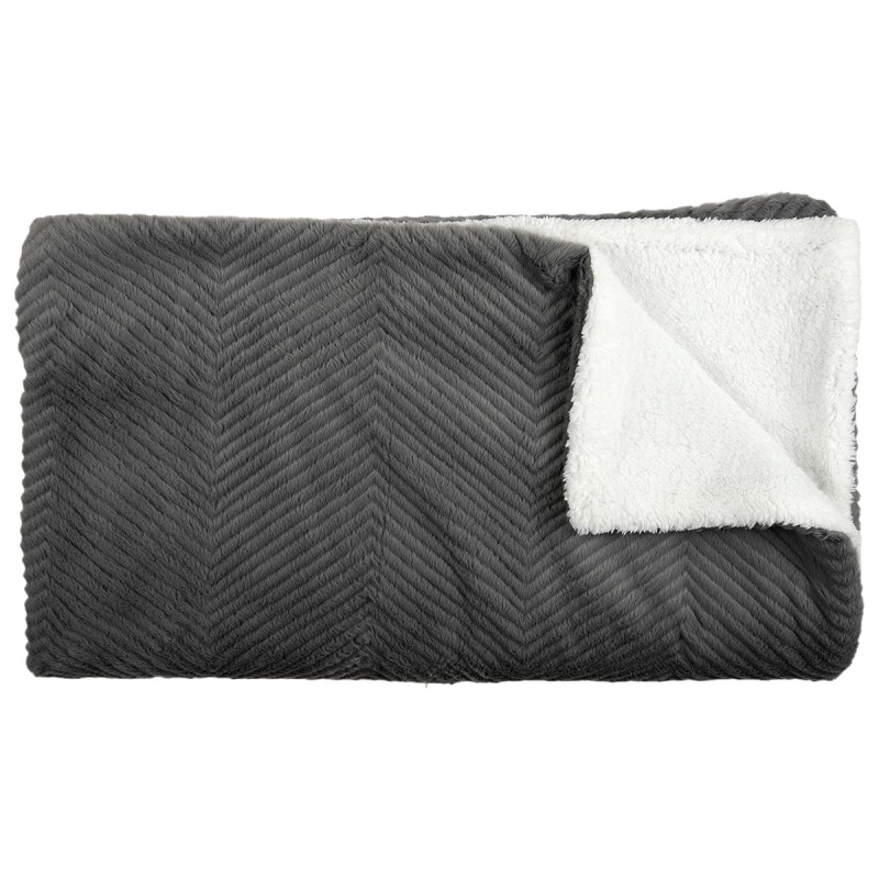 Plaid Ultra Doux 140x200cm Imitation Fourrure Texturée Grise et Sherpa Plaid Ultra Doux 140x200cm Imitation Fourrure Texturée Grise et Sherpa