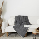 Plaid Ultra Doux 140x200cm Imitation Fourrure Texturée Grise et Sherpa